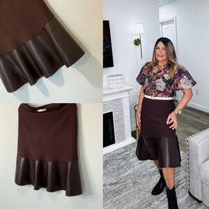Sioni Dark Brown A-Line Skirt